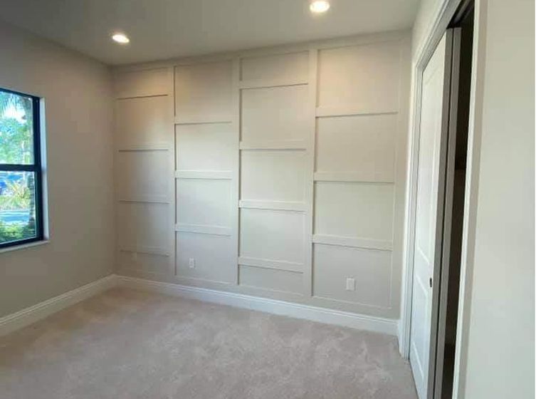 Board-and-batten panel feature wall