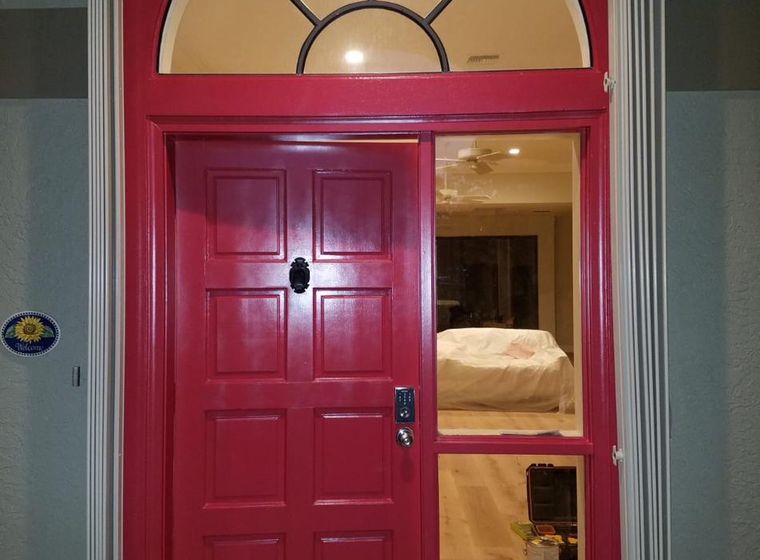 Crisp interior paint and a bold accent door